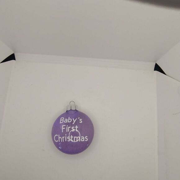 Hand Crafted Baby's First Christmas Decorations Ornament Plastic Bulb Purple - Picture 4 of 7